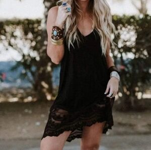 Prima Lace Hem Slip ( Black)
